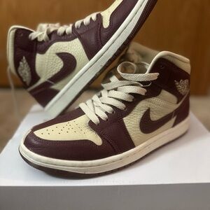 Men's Burgundy and Cream Sneakers
